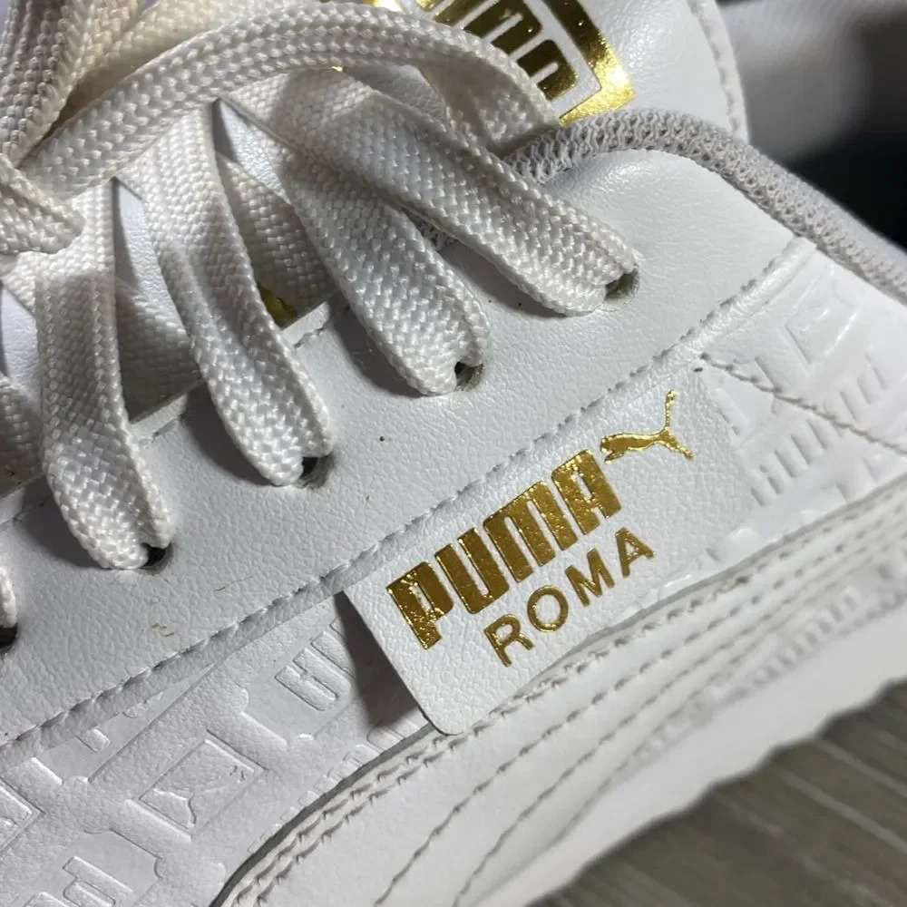 Women’s PUMA Roma Reinvent Sneakers White/Gold (369973 01) Sz 8.5 - Picture 3 of 8